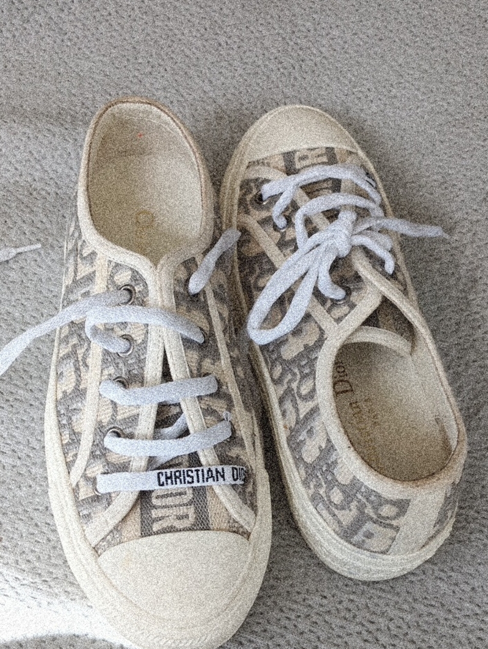 Dior Women's Beige Logo Canvas Sneakers
